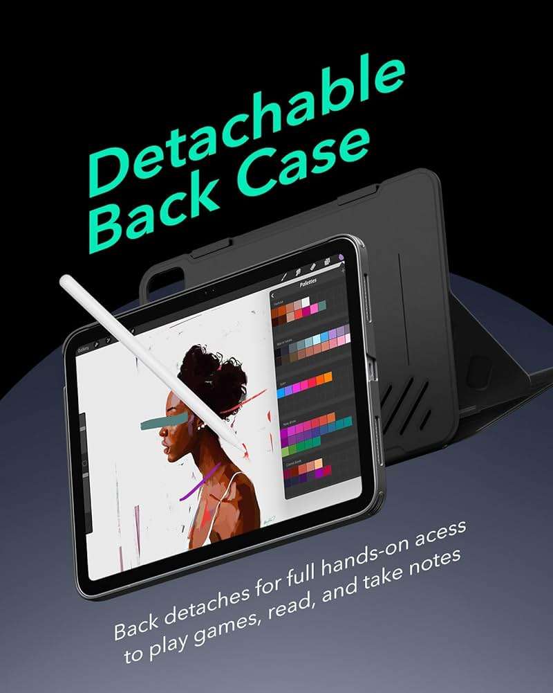 ESR for iPad A16 Case, iPad 11th/10th Generation Case (2025/2022), Removable Magnetic Cover with Pencil Charging & Storage, Adjustable Portrait/Landscape Stand, 9 Standing Angles, Shift Series, Black - Image 7