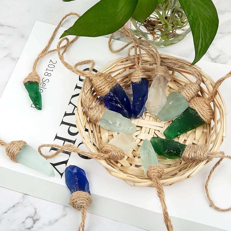 24Pcs Handmade Christmas Sea Glass Block Ornament Pendant, Sea Glass Crafts Coastal Decorative, Beach Seaglass Hanging Ornament Sets for Christmas Tree, Centerpiece, Home Decor Beach Weddings and More - Image 7