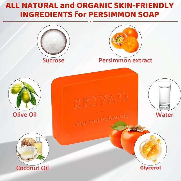 EKIVAO 3Pack Natural Persimmon Soap Bar for Body Odor Control, Organic Deodorant Body Persimmon Bar Soap for Old People Smell, Remove Odor Bath Soap for Women & Men - Image 2