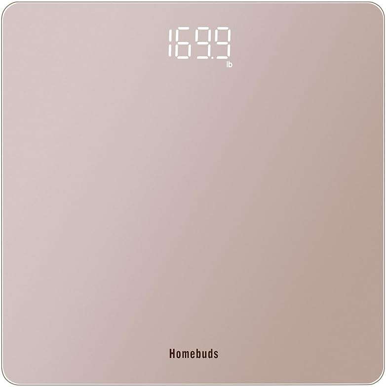 Homebuds Bathroom Scale for Body Weight, Precision 0.1lb by Our Professional Factory Since 2001, Weight Scale Step-On and White LED for Easy to View, 3*AAA Included, 400lb/182kg, Rose Gold - Image 1