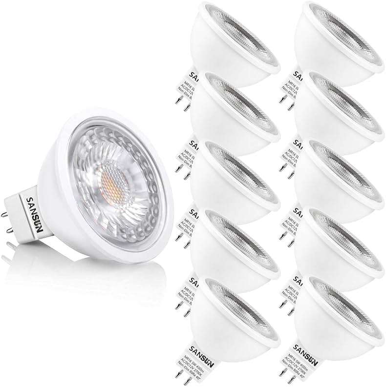 SANSUN 5W MR16 LED Landscape Light Bulbs, Low Voltage 12V 50W Halogen Replacement for Outdoor Landscape Spotlight and Indoor Track Light, GU5.3 Bi-Pin Base, Warm White 2700K, Non-Dimmable (Pack of 10) - Image 1