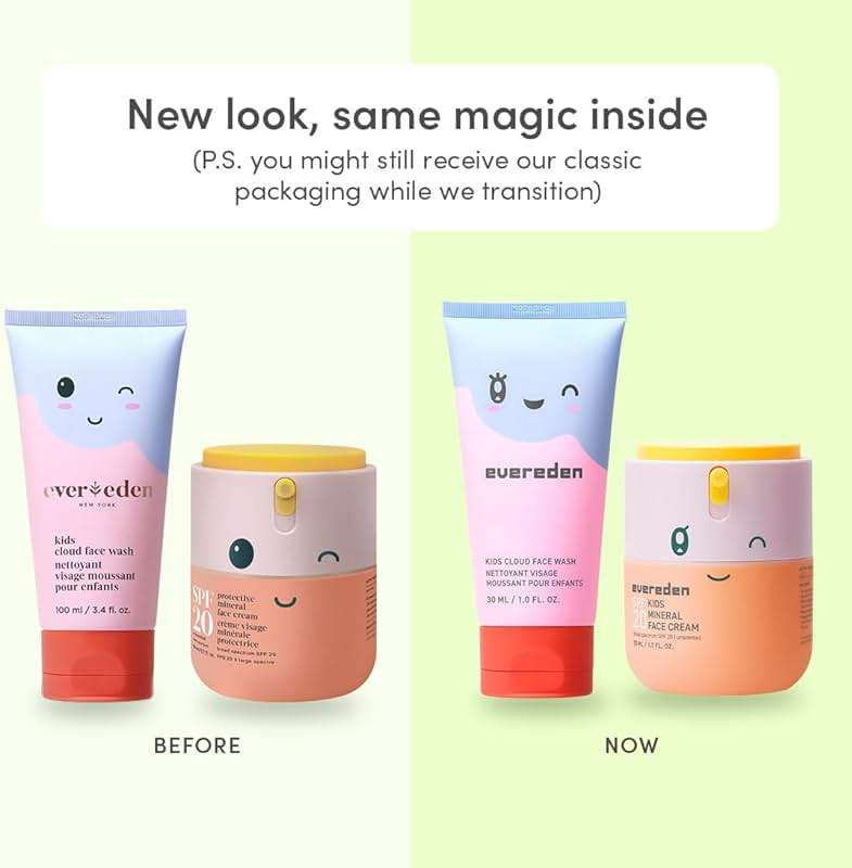 Evereden Kids Face Wash & SPF 20 Cream Set | Dermatologist-Tested, Mineral Sunscreen with Zinc Oxide & Vitamin B5 | No Phenoxyethanol, EWG Verified, Gentle, Safe for Ages 3+, Sensitive Skin + Headband - Image 2