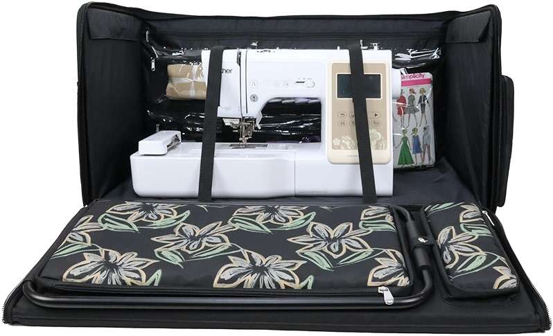Everything Mary Jumbo Rolling Sewing Machine Case – Black Floral Organizer with 5 Heavy-Duty Wheels – Compatible with Large Brother & Singer Sewing Machines – Durable Tote - Image 5