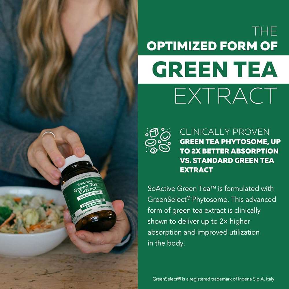 SoActive Green Tea™ Extract - Clinically Studied Green Tea Phytosome - Up to 200% Better Absorption & Bioavailability - Clinically Validated Dose - Supports Metabolism & Weight Management - 60 Caps - Image 2