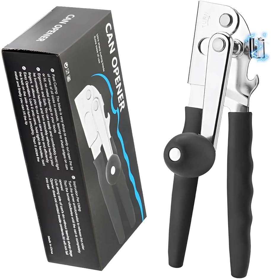 AGIgear Commercial Can Opener,Stainless Steel Heavy Duty Hand Crank Manual Can Openers with Comfortable Extra-long Handles,Ergonomic Design,Black - Image 1