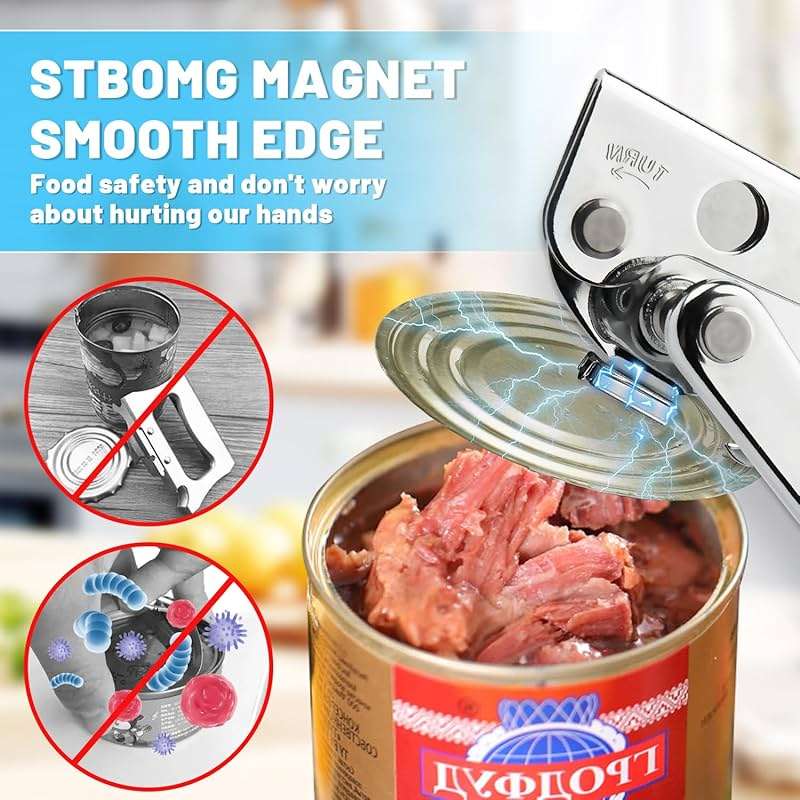 AGIgear Commercial Can Opener,Stainless Steel Heavy Duty Hand Crank Manual Can Openers with Comfortable Extra-long Handles,Ergonomic Design,Black - Image 6