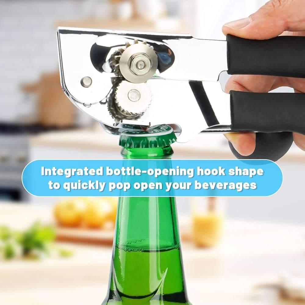 AGIgear Commercial Can Opener,Stainless Steel Heavy Duty Hand Crank Manual Can Openers with Comfortable Extra-long Handles,Ergonomic Design,Black - Image 7
