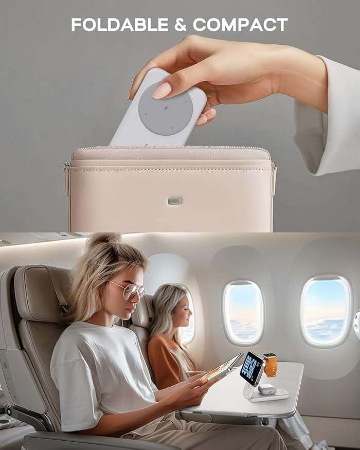 RORRY Portable Charger, 3-in-1 Charging Station 10000mAh Portable Charger Power Bank for MagSafe Foldable Battery Pack Travel for iPhone 17/16/15/14/13/12, for Apple Watch 11/10/9/8/7/Ultra/3/2, White - Image 8