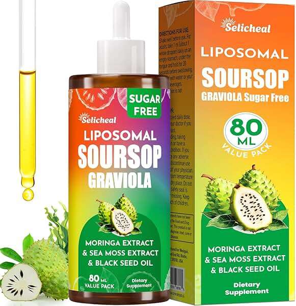(80ML) Supplement Liquid Drops, 10 in 1 Soursop Multivitamin Drops with Leaf Extract & Sea Moss, for Cell Support & Regeneration, Immunity, Gut, Zzz, Skin & Antioxidant | 2.8 Fl Oz - 80 Days Supply - Image 1