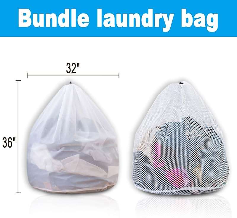 RUIQINQI Extra Large Mesh Laundry Bags Washing Bag 2Pack Delicates Bag and Pull net style Laundry Bag Jumbo for Washing Machine Large Mesh Bags for Blankets, Bedding, Coats, Toys (2PCS-XXXL) - Image 2