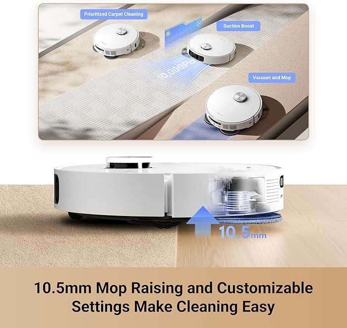 DREAME L10s Ultra Gen 2 Robot Vacuum and Mop, 10,000Pa Suction, MopExtend Tech, All-in-One Base Station, 75 Days Auto-Empty, Mop Self-Washing&Drying, Smart Obstacle Avoidance, Carpet Cleaning - Image 6