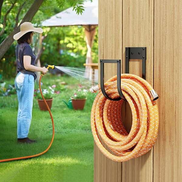 Garden Hose Holder Wall Mount - Metal Water Hose Hanger for Outside, Durable Hook for Garden, Garage, or Yard Storage - Image 2
