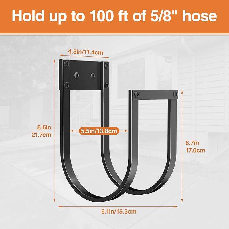Garden Hose Holder Wall Mount - Metal Water Hose Hanger for Outside, Durable Hook for Garden, Garage, or Yard Storage - Image 3