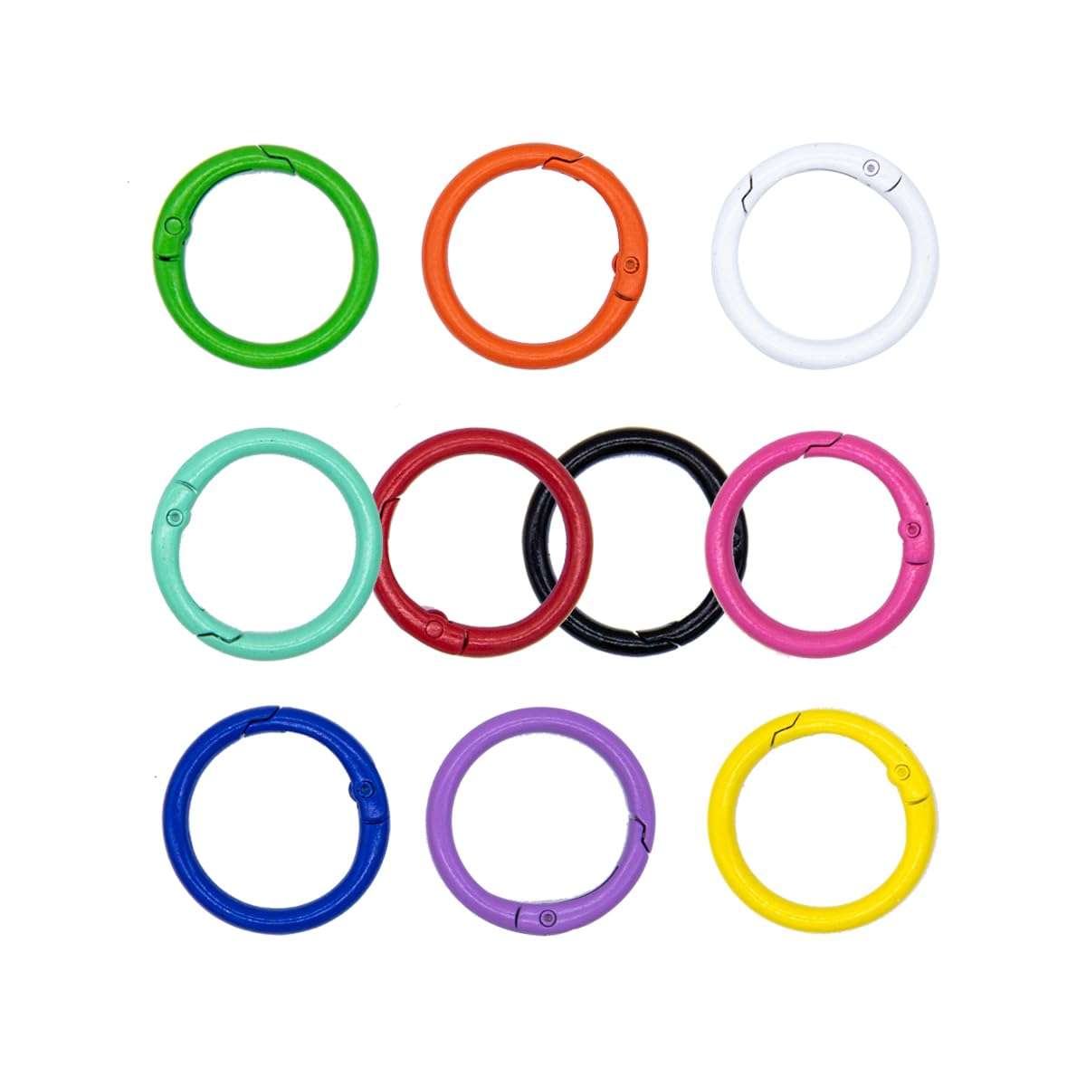 Tutuxio 50pcs 10 Color 1.2in/33mm Round Spring O Rings, Smoothing Zinc Alloy Multi-Purpose Key Chain Buckle Trigger Snap Hooks Clip Keyring for Handbag School Office DIY Keychain Bag Purse Craft - Image 1