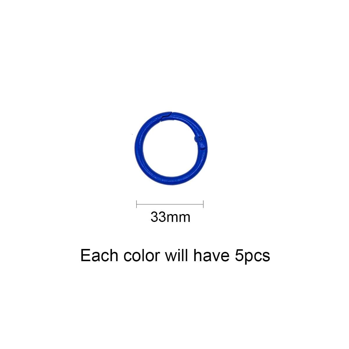 Tutuxio 50pcs 10 Color 1.2in/33mm Round Spring O Rings, Smoothing Zinc Alloy Multi-Purpose Key Chain Buckle Trigger Snap Hooks Clip Keyring for Handbag School Office DIY Keychain Bag Purse Craft - Image 2