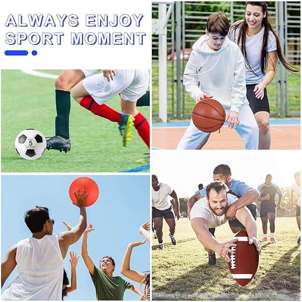 HyDren Sports Balls Set for Teen Adult, Multi Sport Training Equipment with Official Size Basketball Soccer Ball Football Playground Ball with Pump and Carry Bag Back to School Sports Gift - Image 5