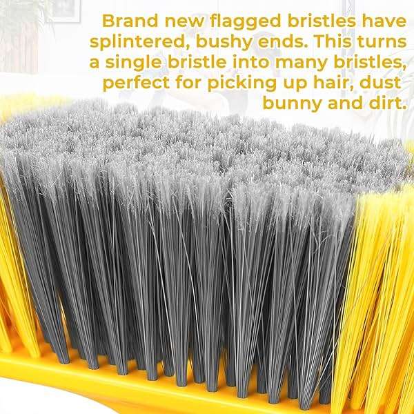 Indoor Broom for Floors 55” Soft Bristle Brooms for Sweeping Indoor/Outdoor to Clean Kitchen, Lobby, Office, Hardwood, Tile, Concrete, Patio, Deck-Yellow - Image 3