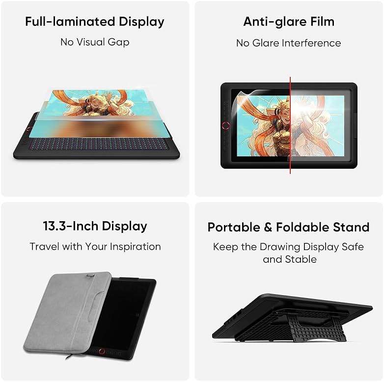 XPPen Upgraded Artist13.3 Pro V2 Drawing Tablet with Screen, 16384 Pen Pressure X3 Pro Stylus Pen Display, 99% sRGB Full-Laminated AG Screen Graphic Tablet with Stand, Red Dial, 8 Shortcut Keys 13.3" - Image 6