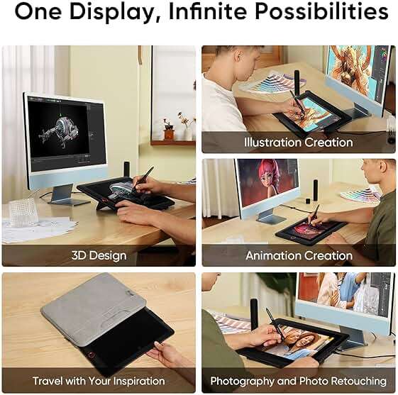 XPPen Upgraded Artist13.3 Pro V2 Drawing Tablet with Screen, 16384 Pen Pressure X3 Pro Stylus Pen Display, 99% sRGB Full-Laminated AG Screen Graphic Tablet with Stand, Red Dial, 8 Shortcut Keys 13.3" - Image 8