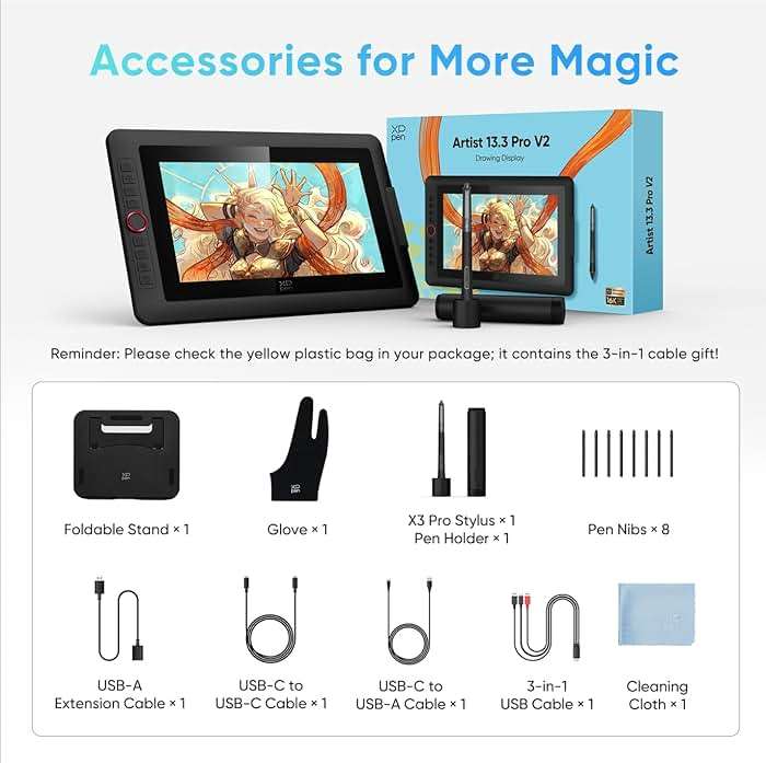 XPPen Upgraded Artist13.3 Pro V2 Drawing Tablet with Screen, 16384 Pen Pressure X3 Pro Stylus Pen Display, 99% sRGB Full-Laminated AG Screen Graphic Tablet with Stand, Red Dial, 8 Shortcut Keys 13.3" - Image 9