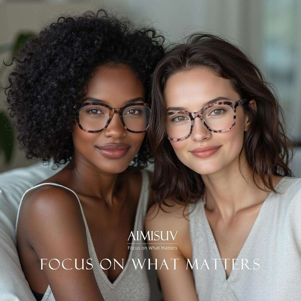 AIMISUV Reading Glasses for Women Men - Blue Light Blocking Magnifying Readers,Square Anti-Glare Computer Eyeglasses - Image 2