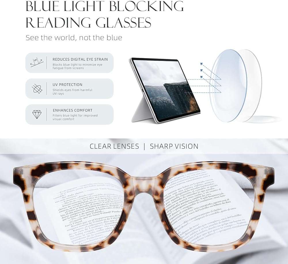 AIMISUV Reading Glasses for Women Men - Blue Light Blocking Magnifying Readers,Square Anti-Glare Computer Eyeglasses - Image 7