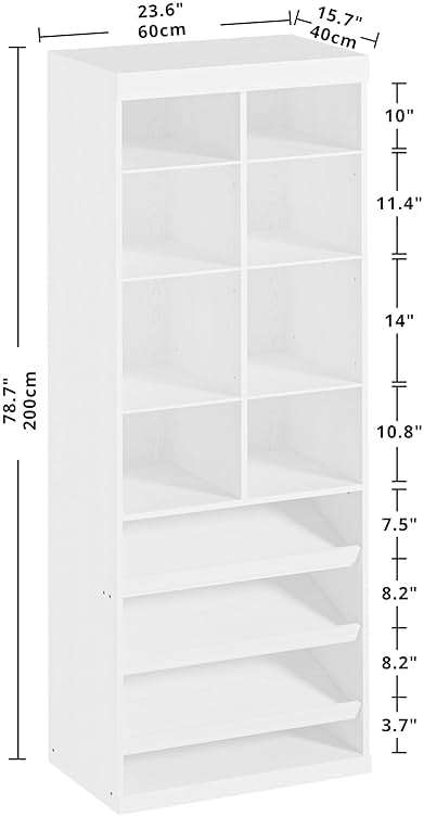 IRONCK Closet Shoe Organizer Cabinet with Shelves and Cubbies, Narrow Footwear Shoe Rack Storage Organizer for Closet for Bedroom, Entryway, Mudroom, White - Image 3