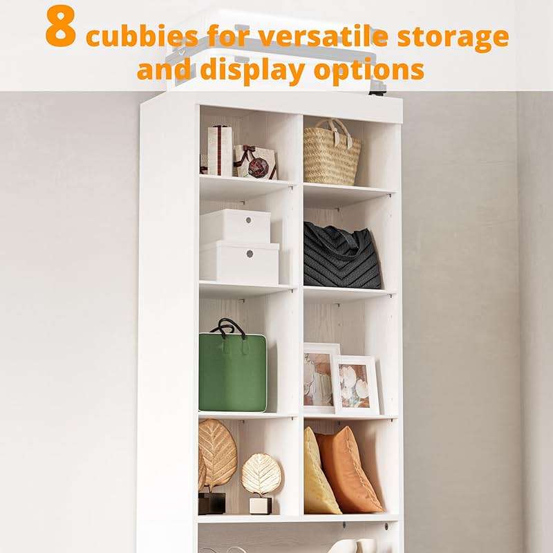 IRONCK Closet Shoe Organizer Cabinet with Shelves and Cubbies, Narrow Footwear Shoe Rack Storage Organizer for Closet for Bedroom, Entryway, Mudroom, White - Image 4