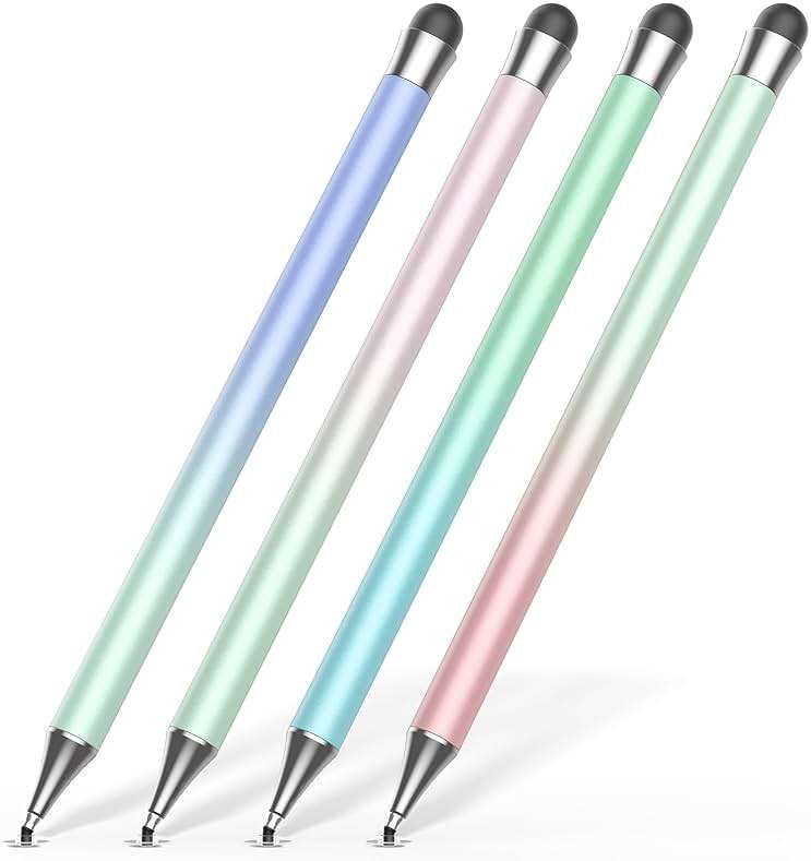 Stylus Pen for Touchscreen (4Pcs), 2 in 1 Stylus Pen for iPad, High Precision and Sensitivity Rubber Tips and Disc Compatible with iPad/iPhone/Android Tablets and All Touch Screens Devices (Light) - Image 1
