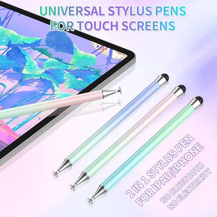 Stylus Pen for Touchscreen (4Pcs), 2 in 1 Stylus Pen for iPad, High Precision and Sensitivity Rubber Tips and Disc Compatible with iPad/iPhone/Android Tablets and All Touch Screens Devices (Light) - Image 2