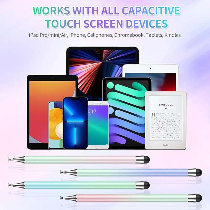 Stylus Pen for Touchscreen (4Pcs), 2 in 1 Stylus Pen for iPad, High Precision and Sensitivity Rubber Tips and Disc Compatible with iPad/iPhone/Android Tablets and All Touch Screens Devices (Light) - Image 3