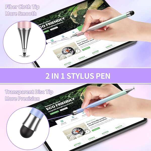 Stylus Pen for Touchscreen (4Pcs), 2 in 1 Stylus Pen for iPad, High Precision and Sensitivity Rubber Tips and Disc Compatible with iPad/iPhone/Android Tablets and All Touch Screens Devices (Light) - Image 4