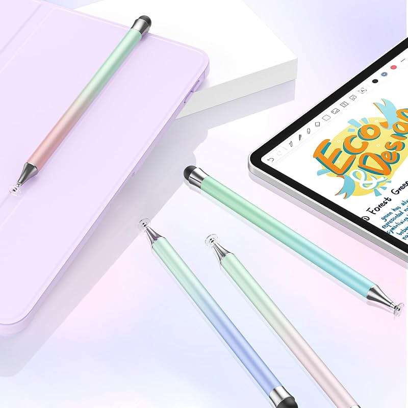 Stylus Pen for Touchscreen (4Pcs), 2 in 1 Stylus Pen for iPad, High Precision and Sensitivity Rubber Tips and Disc Compatible with iPad/iPhone/Android Tablets and All Touch Screens Devices (Light) - Image 7