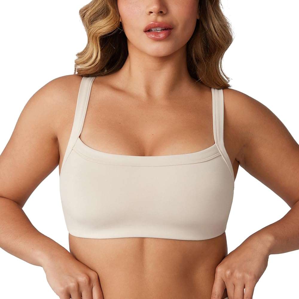 UNISSU Hugcurve Adjustable Sports Bra Square Neck Wireless Padded Yoga Workout Tops - Image 1