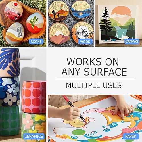 Overseas 24 Dual-Tip Acrylic Paint Markers Pens - Acrylic Paint Pens with Brush and Dot Tip, No Bleeding Coloring Marker for Wood, Rock, Glass, Metal, Ceramic, Plastic, Fabric, Teacher Supplies - Image 4