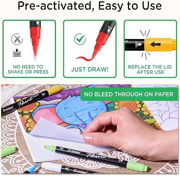 Overseas 24 Dual-Tip Acrylic Paint Markers Pens - Acrylic Paint Pens with Brush and Dot Tip, No Bleeding Coloring Marker for Wood, Rock, Glass, Metal, Ceramic, Plastic, Fabric, Teacher Supplies - Image 6