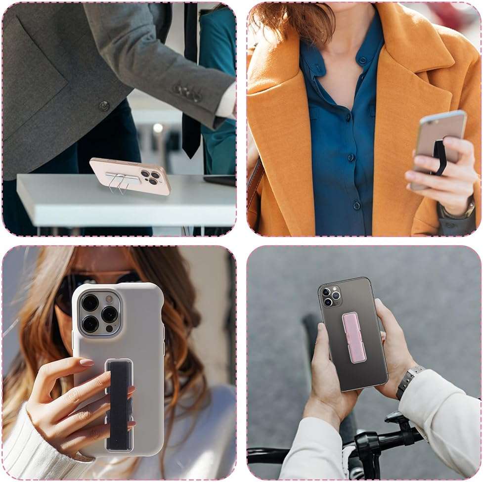 Ymapinc Phone Strap Grip Holder, Phone Finger Strap Slim Adhesive Flat Cellphone Stand Handle Kickstand Case with Elastic Finger Loop for Most Smartphones and Cell Phone Case - Image 6