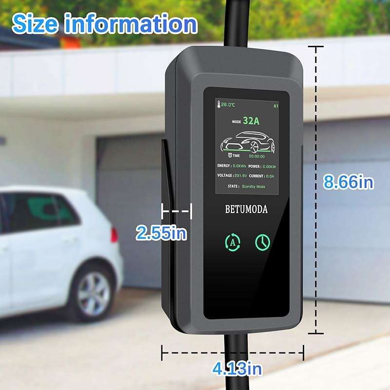 BETUMODA Portable Level 1&2 EV Charger, 32 Amp, Portable Charger for Home and J1772, 23ft Cable, 240V, Charging Stations with LED Display, NEMA14-50 Plug, Current Adjustable.(Tesla Need Adapter) - Image 4
