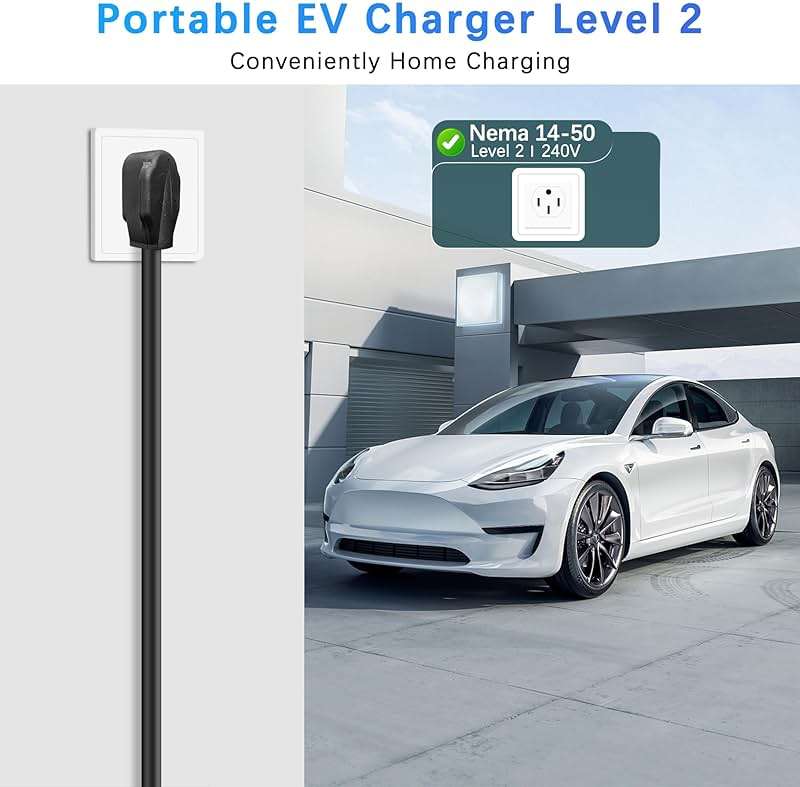 BETUMODA Portable Level 1&2 EV Charger, 32 Amp, Portable Charger for Home and J1772, 23ft Cable, 240V, Charging Stations with LED Display, NEMA14-50 Plug, Current Adjustable.(Tesla Need Adapter) - Image 7