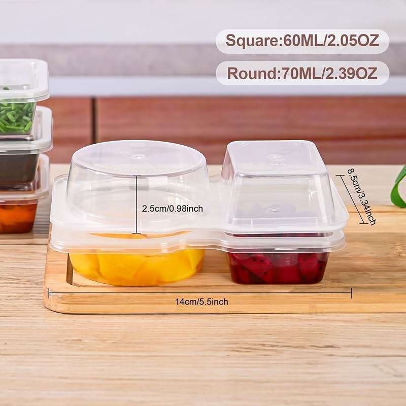 RXRRXR 20PCS Double Compartment Condiment Container With Lids - Reusable Snack Pack Containers for Take-out Sauces - Image 6
