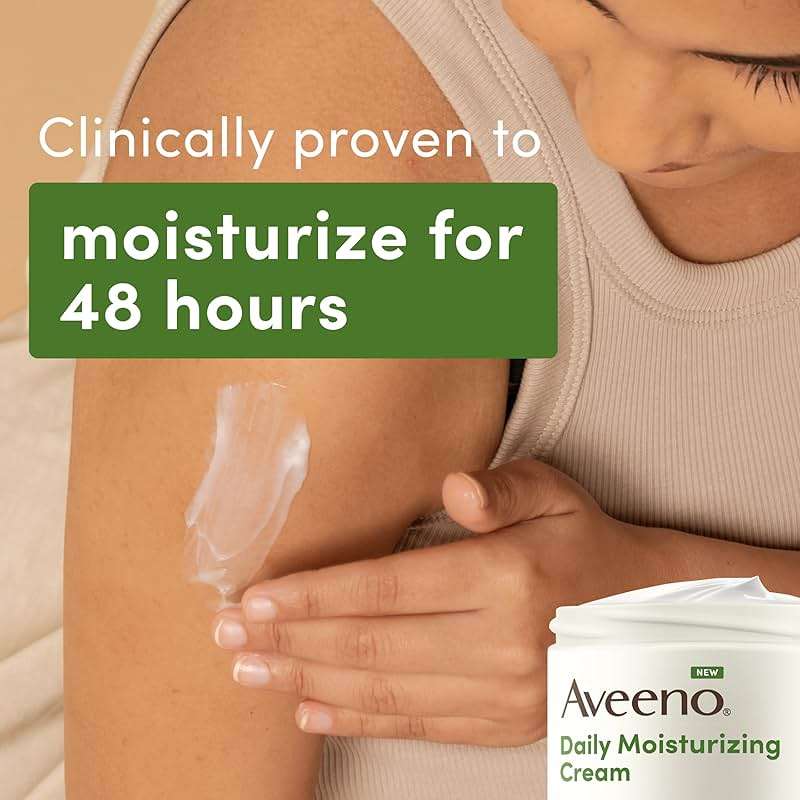 Aveeno Daily Moisturizing Cream with Prebiotic Oat & Shea Butter for Body, Face & Hands Moisturizer Cream, Hydrates Normal to Dry, Sensitive Skin, Fragrance Free, Non-Comedogenic, 20 oz - Image 2