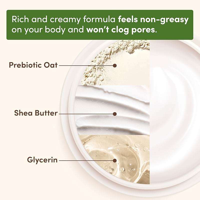 Aveeno Daily Moisturizing Cream with Prebiotic Oat & Shea Butter for Body, Face & Hands Moisturizer Cream, Hydrates Normal to Dry, Sensitive Skin, Fragrance Free, Non-Comedogenic, 20 oz - Image 6