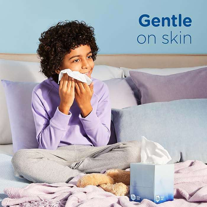 Puffs Facial Tissues Ultra Soft, 4 Mega Cube Boxes, 72 Facial Tissues per Box, Allergies and Colds (Packaging May Vary) - Image 3