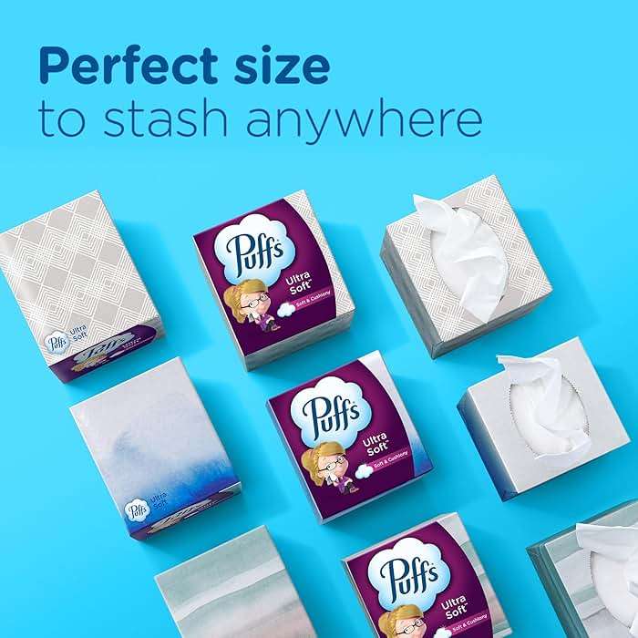 Puffs Facial Tissues Ultra Soft, 4 Mega Cube Boxes, 72 Facial Tissues per Box, Allergies and Colds (Packaging May Vary) - Image 8