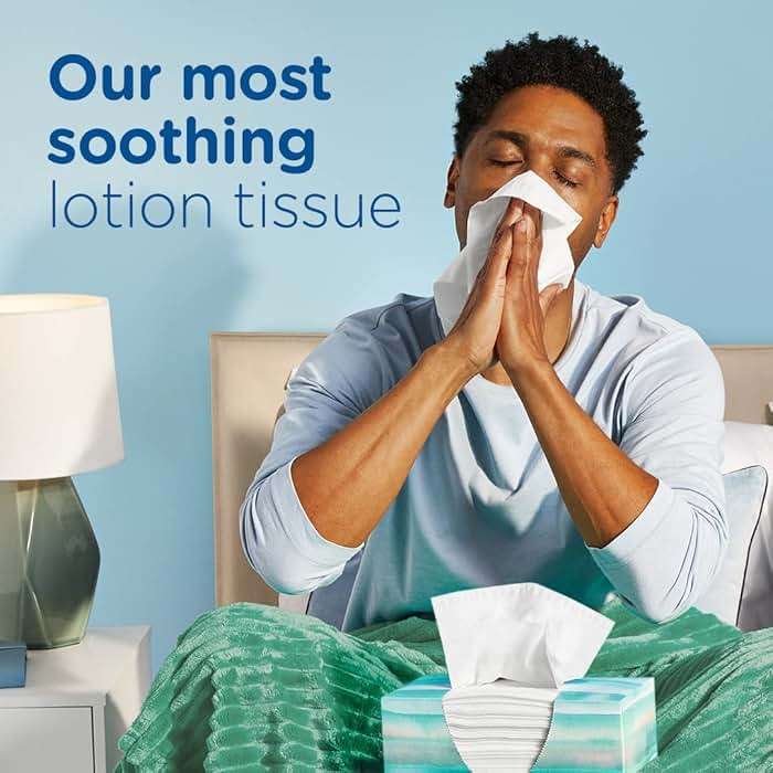 Puffs Facial Tissues Plus Lotion, 4 Family Boxes, 124 Facial Tissues per Box, Allergies and Colds (Packaging May Vary) - Image 2
