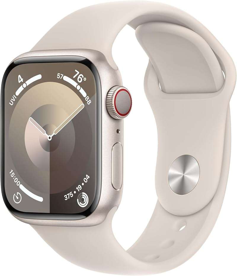 Apple Watch Series 9 [GPS 41mm] Starlight Aluminum Case with Starlight Sport Band M/L (Renewed Premium) - Image 1