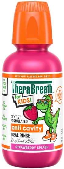 TheraBreath Kids Mouthwash with Fluoride, Organic Strawberry Splash, Anticavity, 10 fl oz & TheraBreath Kids Mouthwash with Fluoride, Organic Wacky Watermelon, Anticavity, 10 fl oz - Image 2