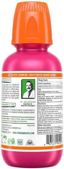 TheraBreath Kids Mouthwash with Fluoride, Organic Strawberry Splash, Anticavity, 10 fl oz & TheraBreath Kids Mouthwash with Fluoride, Organic Wacky Watermelon, Anticavity, 10 fl oz - Image 4