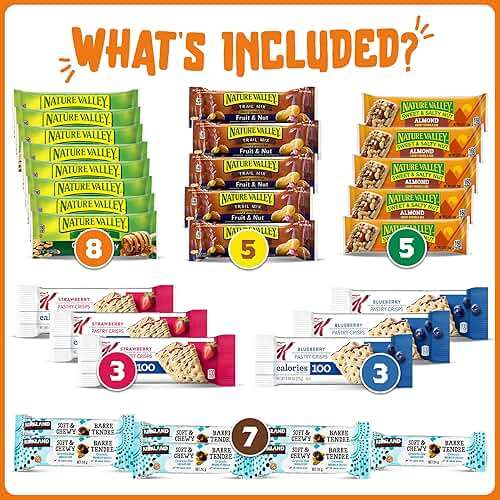Granola Bars Bulk Variety Pack - Healthy Granola Bars Variety Snack Box for Office Snacks & Healthy Breakfast Bars - Snacks Variety Pack for Adults and Kids (60 Count) - Image 3