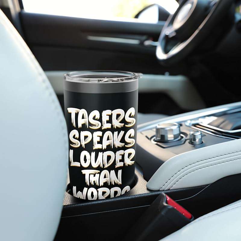Tasers Speak Louder Than Words Electric Taser Stainless Steel Insulated Tumbler - Image 2